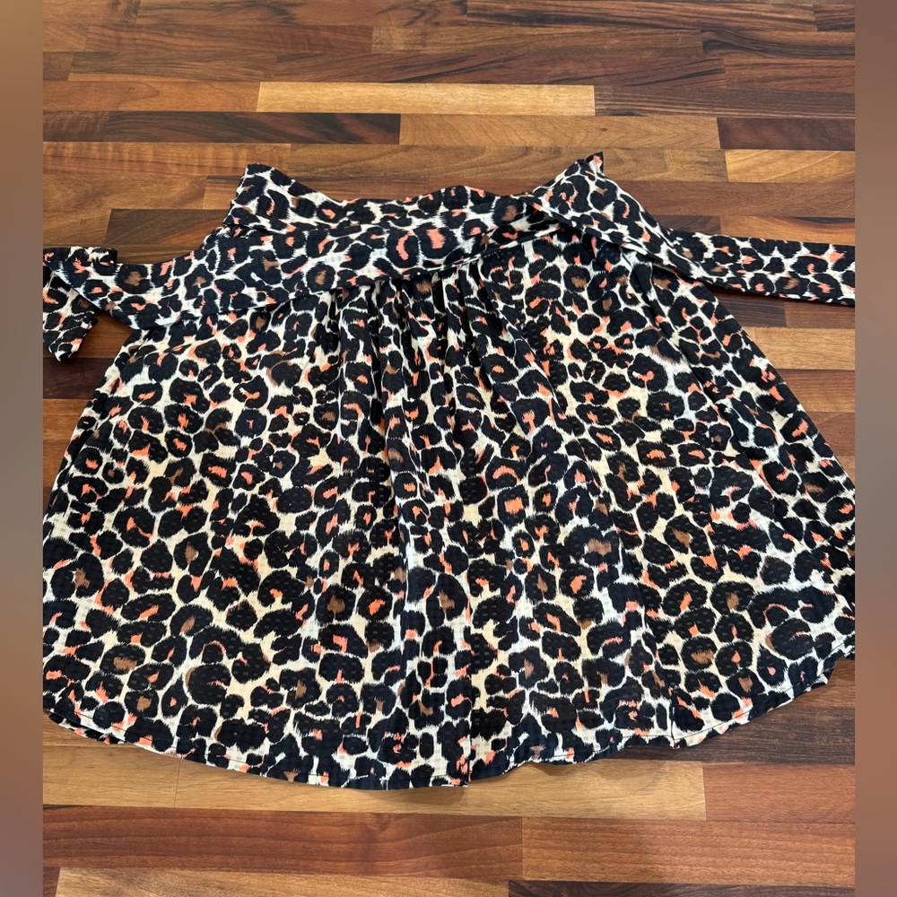 NWT Who What Wear Sketched Leopard Print Tie Waist Mini Skirt XS